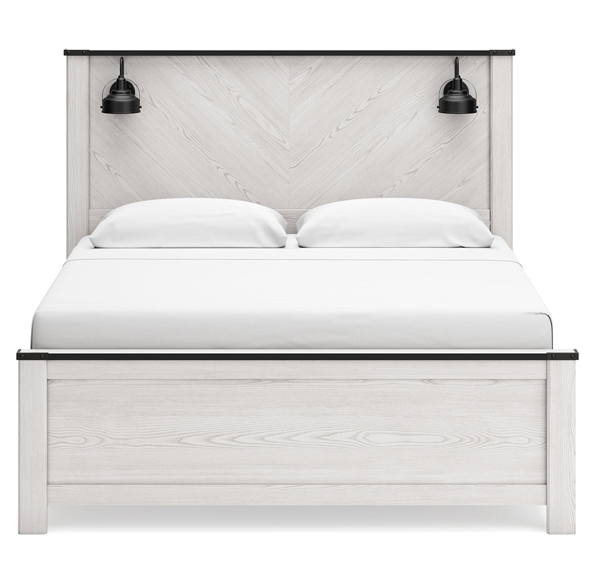 Schoenberg King Panel Bed with Mirrored Dresser