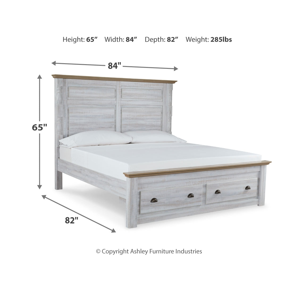Haven Bay King Panel Storage Bed with Mirrored Dresser, Chest and Nightstand
