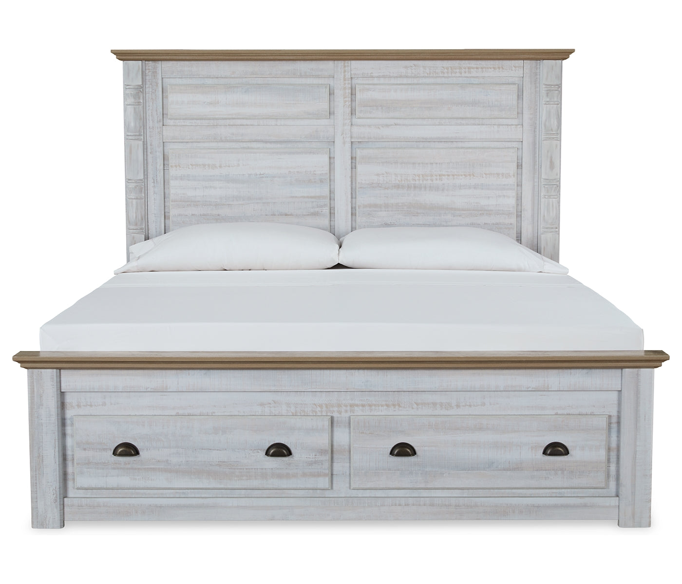 Haven Bay King Panel Storage Bed with Mirrored Dresser, Chest and Nightstand