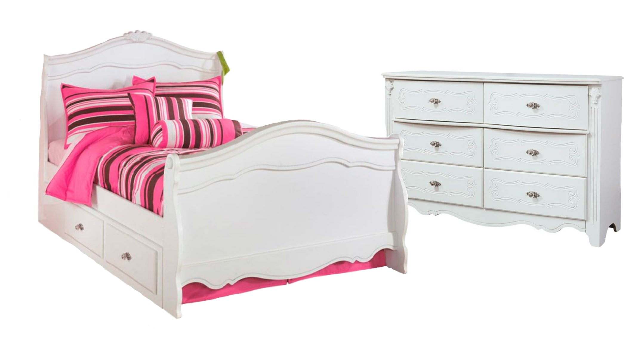 Bostwick Shoals Twin Panel Bed with Mirrored Dresser, Chest and 2 Nightstands