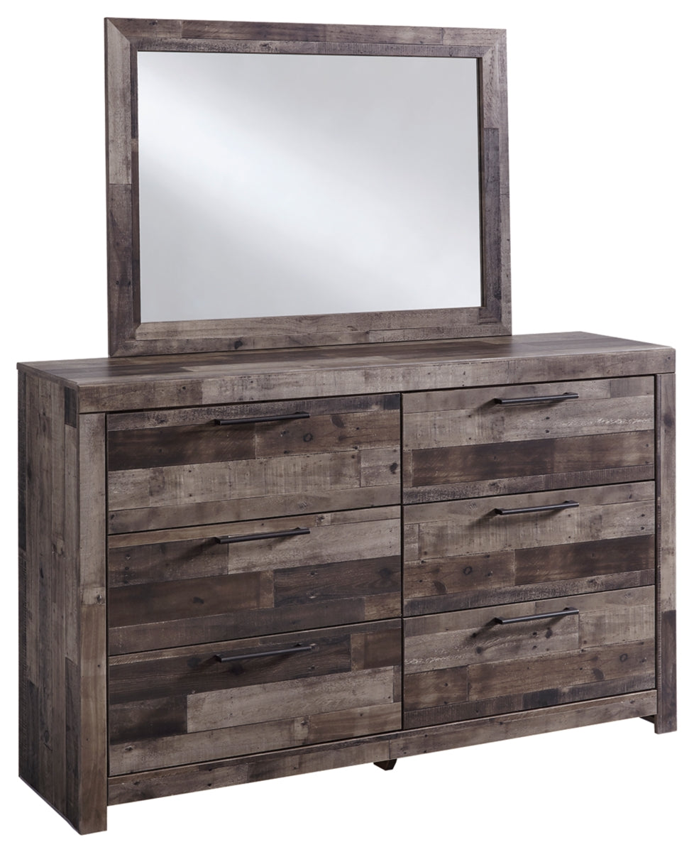 Derekson Queen Panel Bed with Mirrored Dresser, Chest and 2 Nightstands