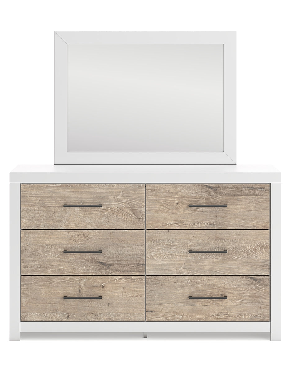 Charbitt Full Panel Bed with Mirrored Dresser and Nightstand