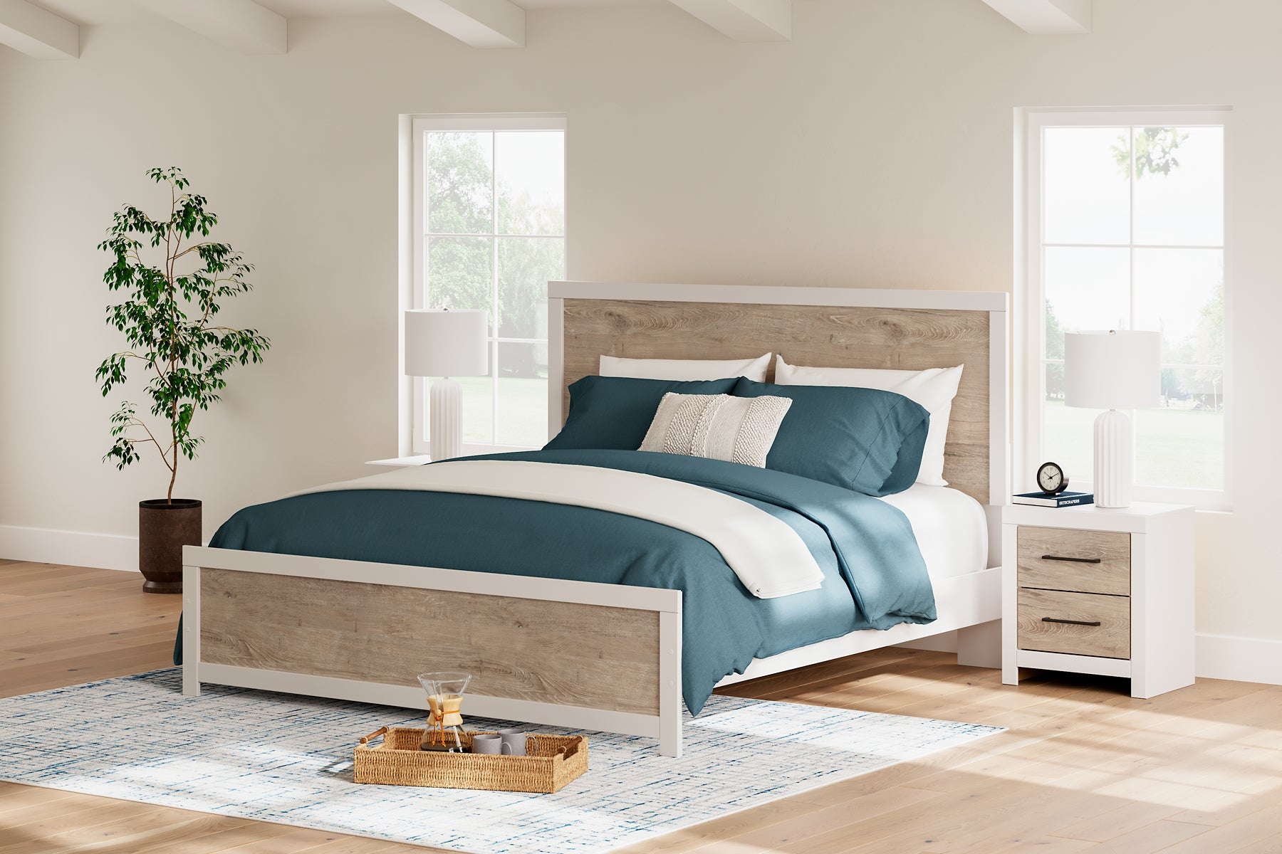 Charbitt King Panel Bed with Dresser and 2 Nightstands