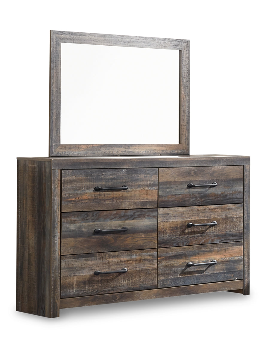 Drystan King Bookcase Bed with 4 Storage Drawers with Mirrored Dresser