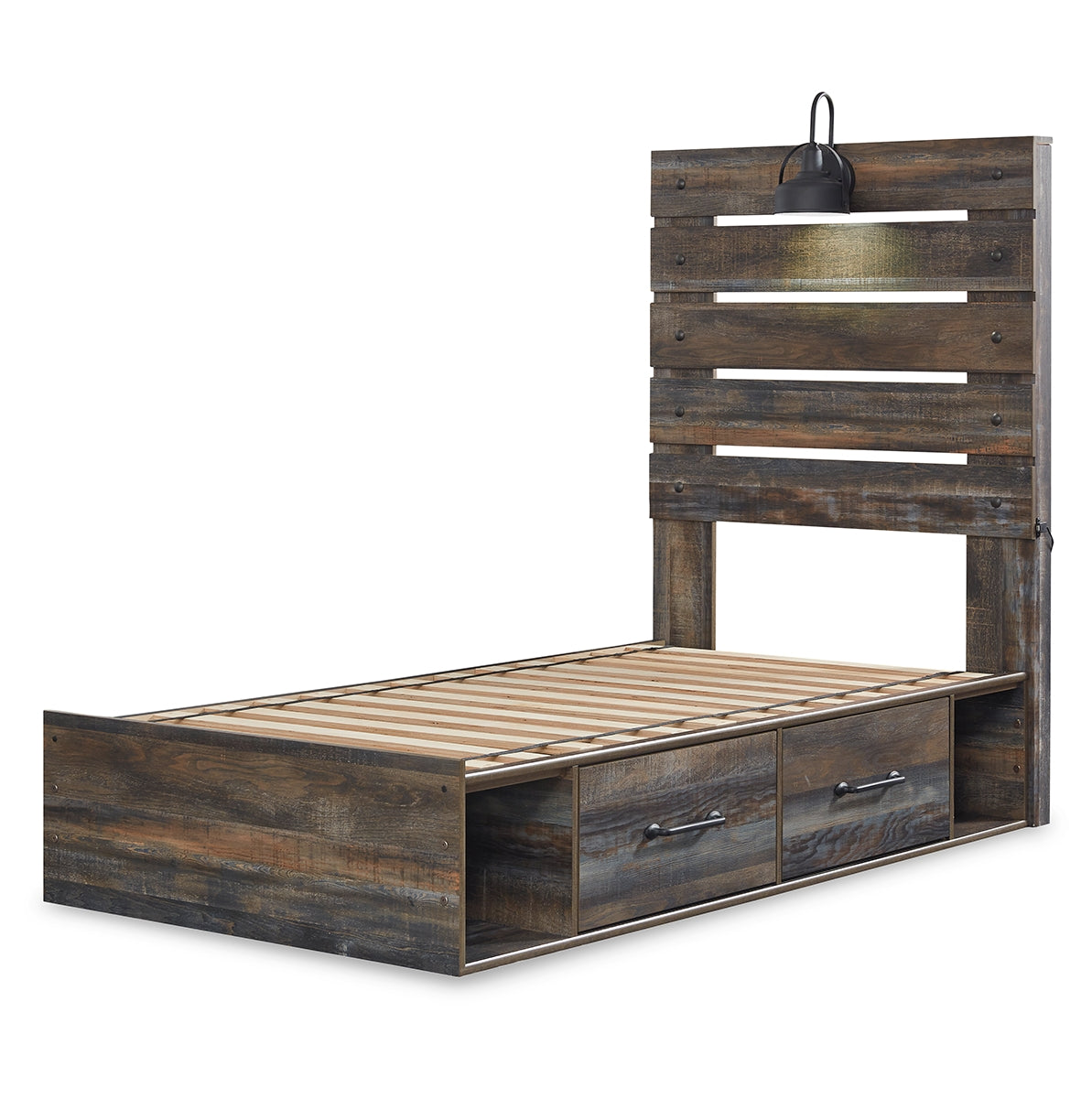 Drystan Twin Panel Bed with 2 Storage Drawers