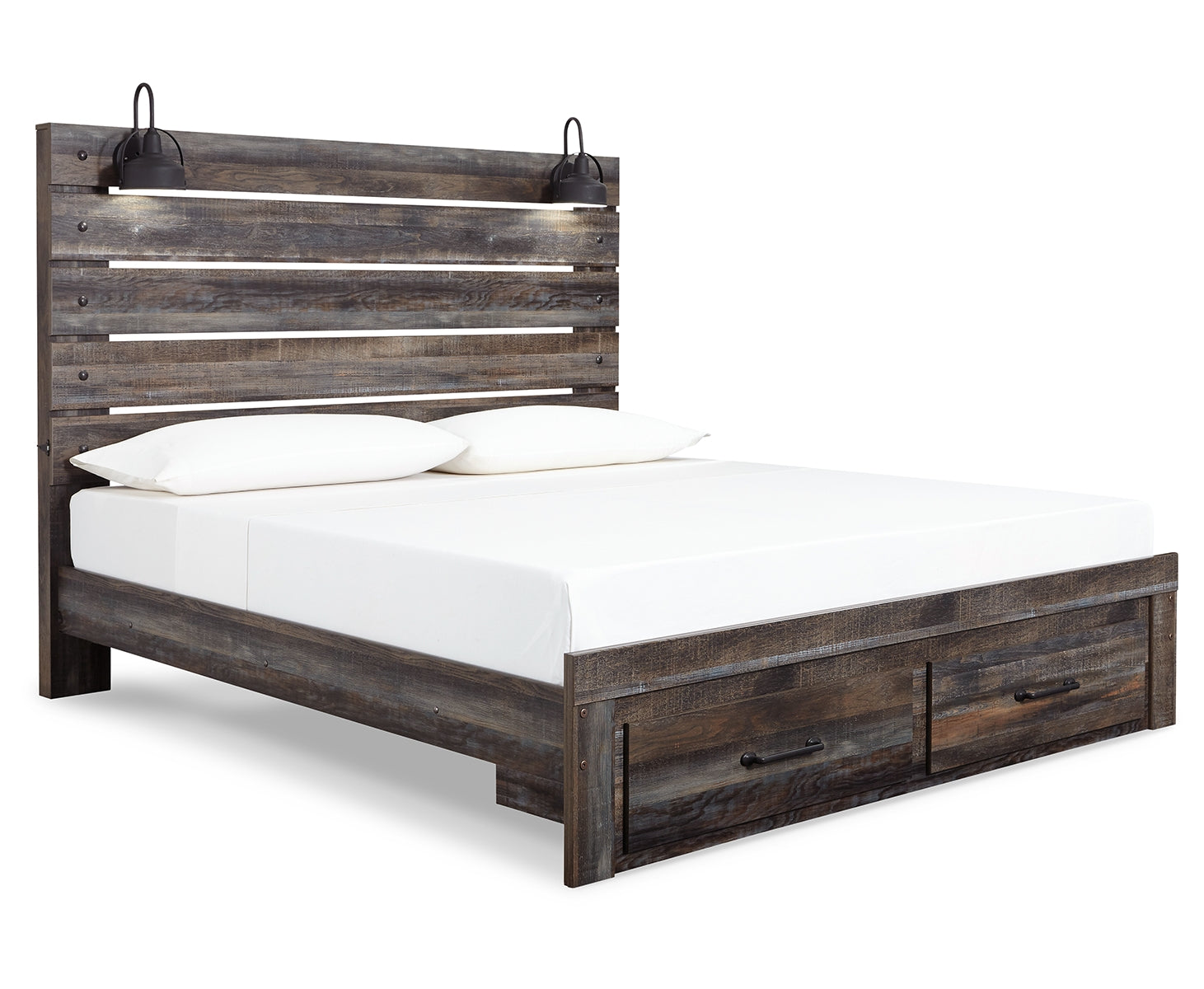 Drystan King Panel Bed with Storage with Mirrored Dresser