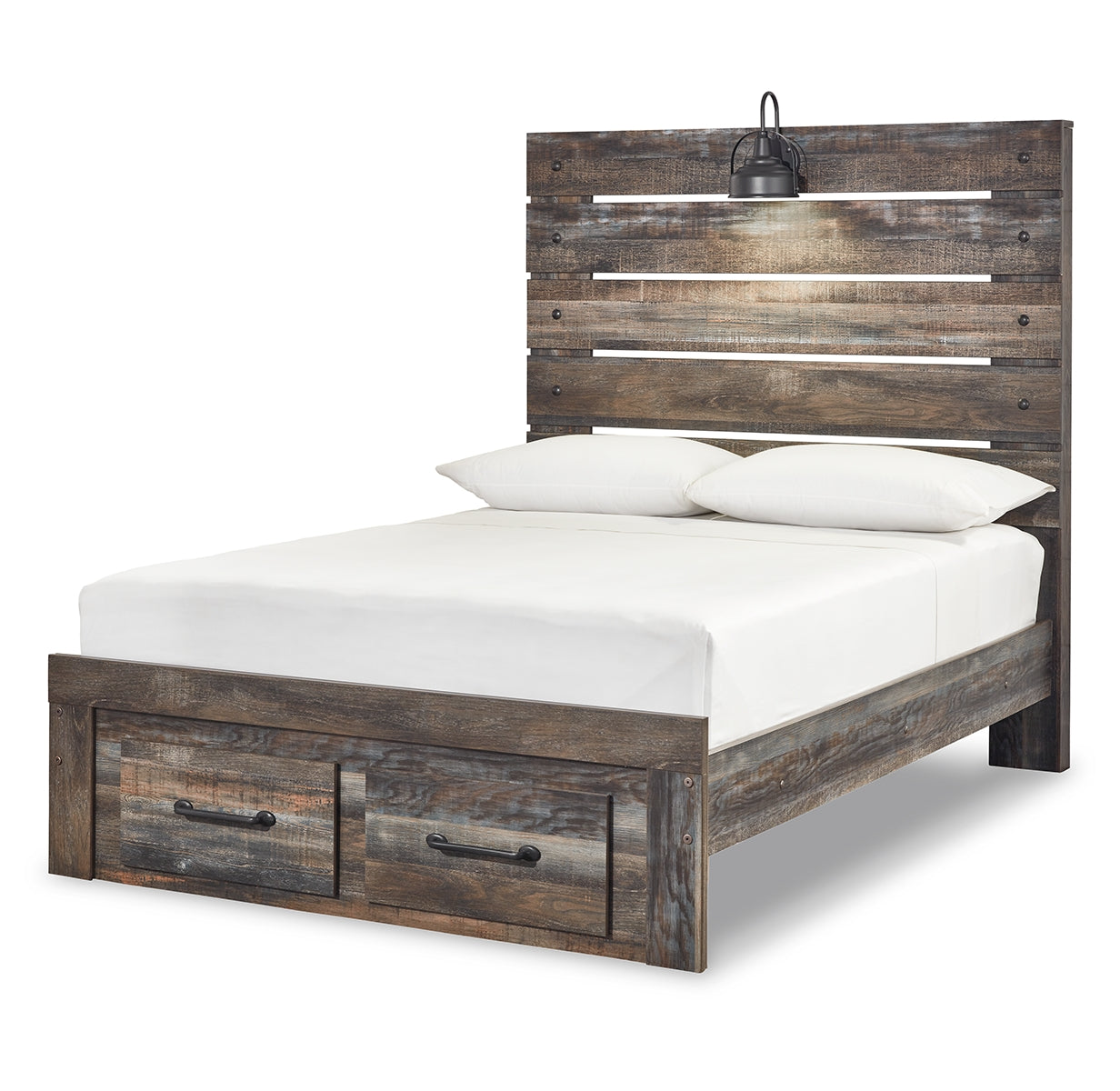 Drystan Full Panel Bed with 2 Storage Drawers with Dresser