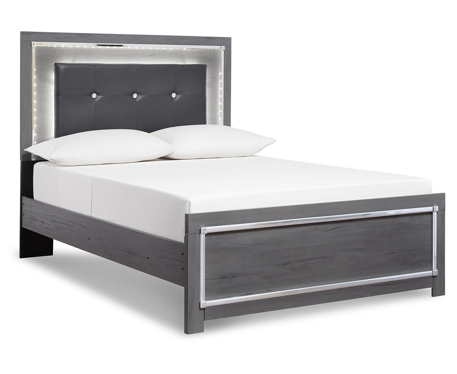 Lodanna Full Panel Bed with Mirrored Dresser, Chest and Nightstand