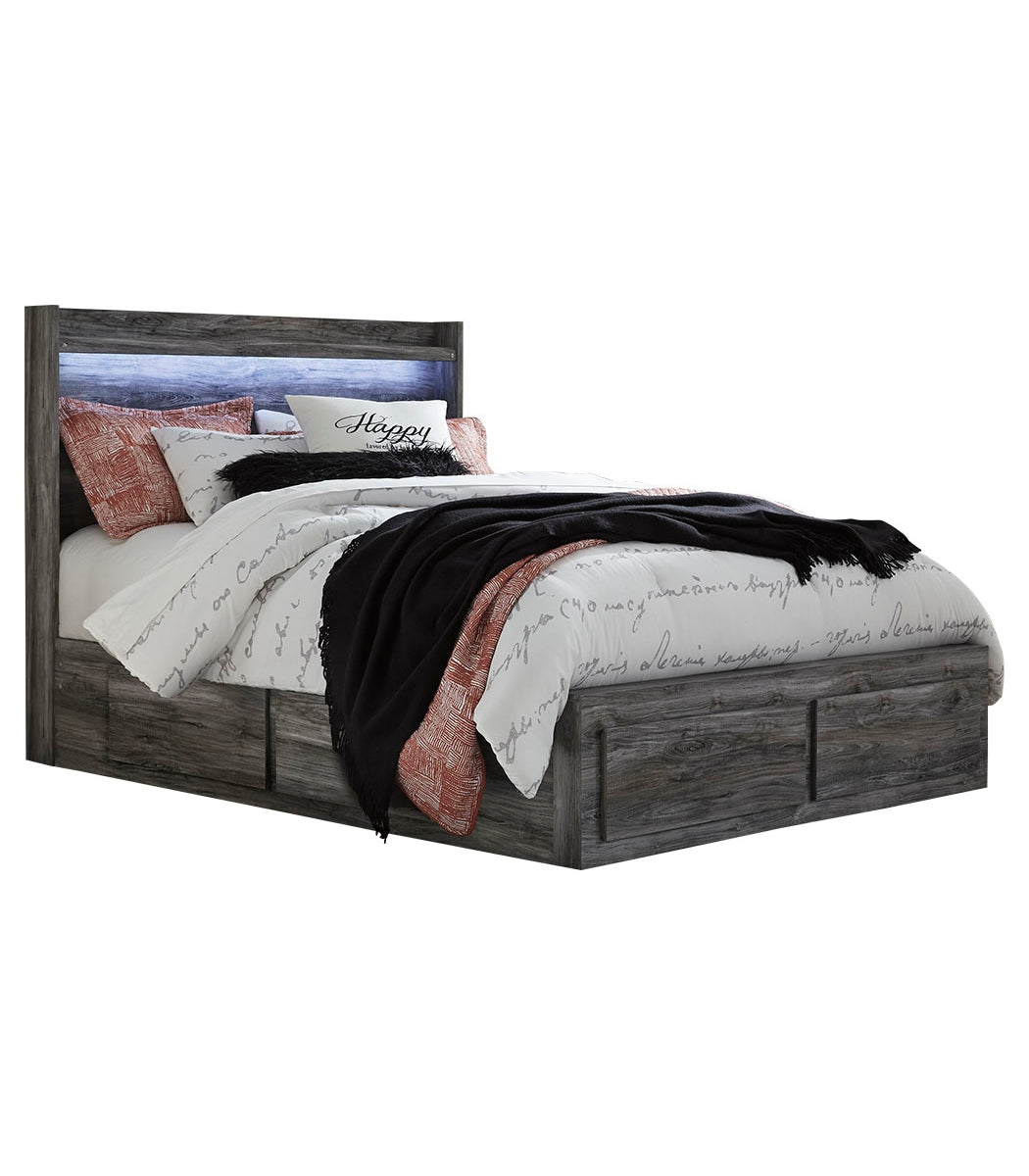Baystorm Queen Panel Bed with 4 Storage Drawers with Dresser