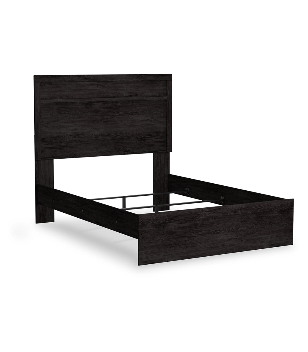 Belachime Full Panel Bed with Mirrored Dresser, Chest and Nightstand