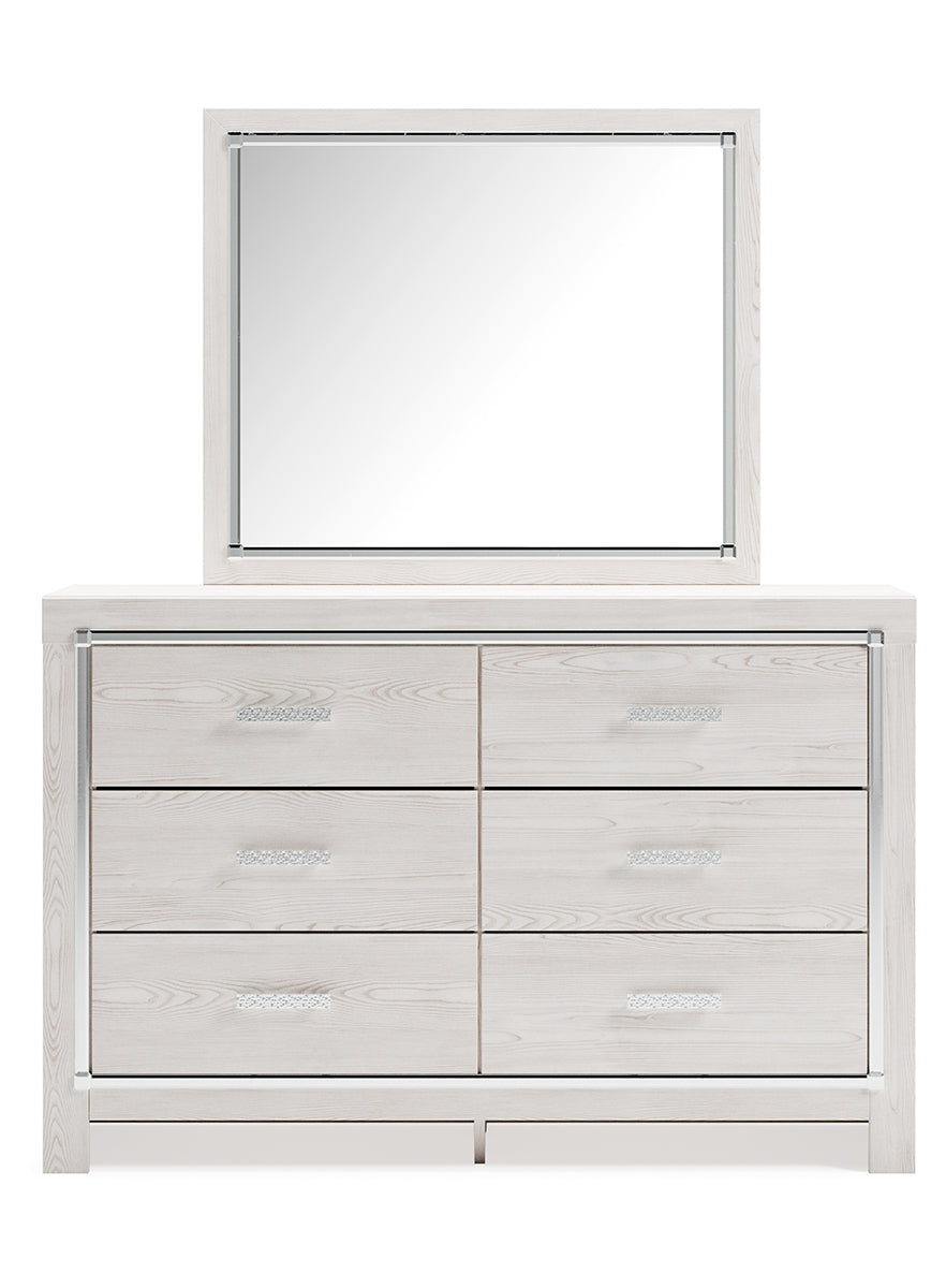 Altyra Twin Panel Bed with Mirrored Dresser and Chest