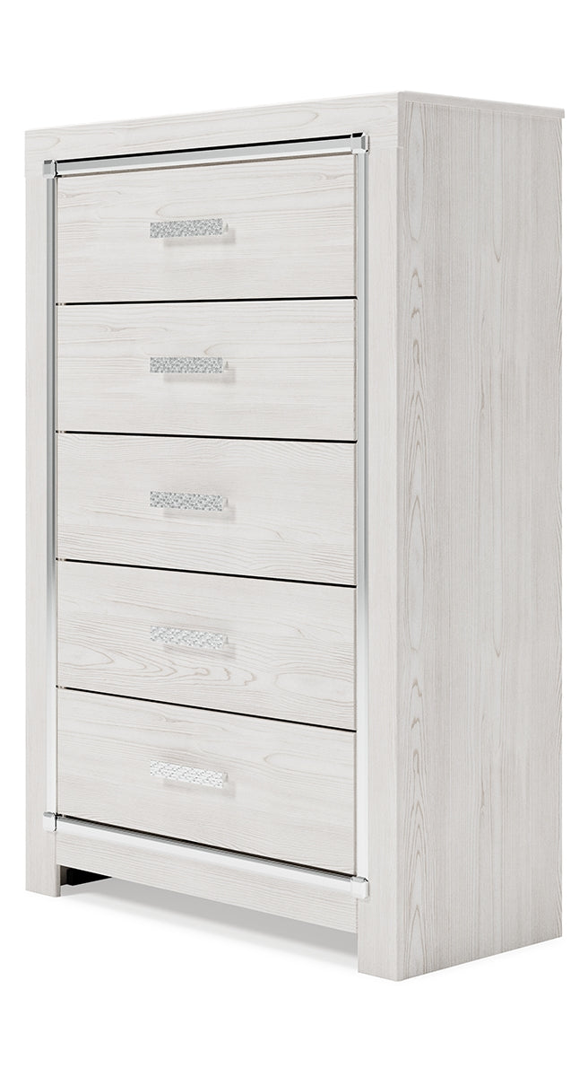 Altyra Twin Panel Bed with Mirrored Dresser and Chest