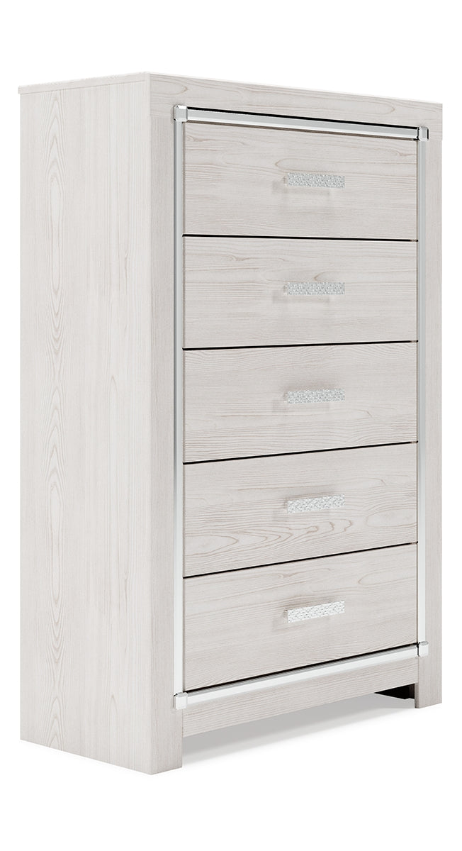 Altyra Twin Panel Bed with Mirrored Dresser and Chest