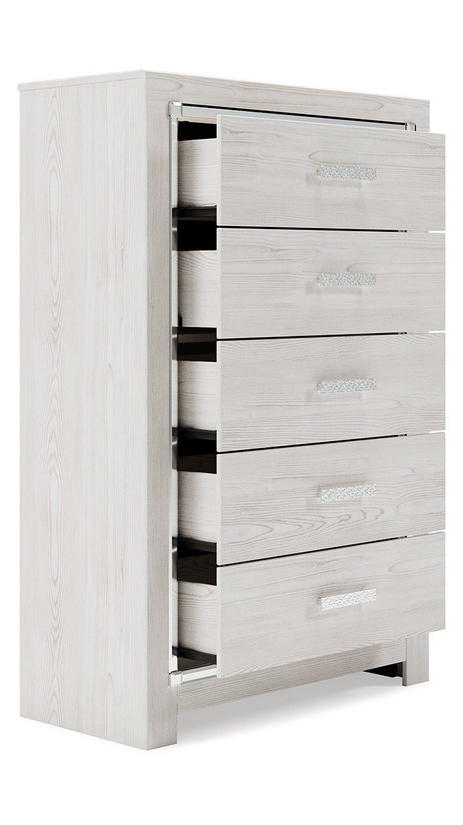 Altyra Twin Panel Bed with Mirrored Dresser and Chest