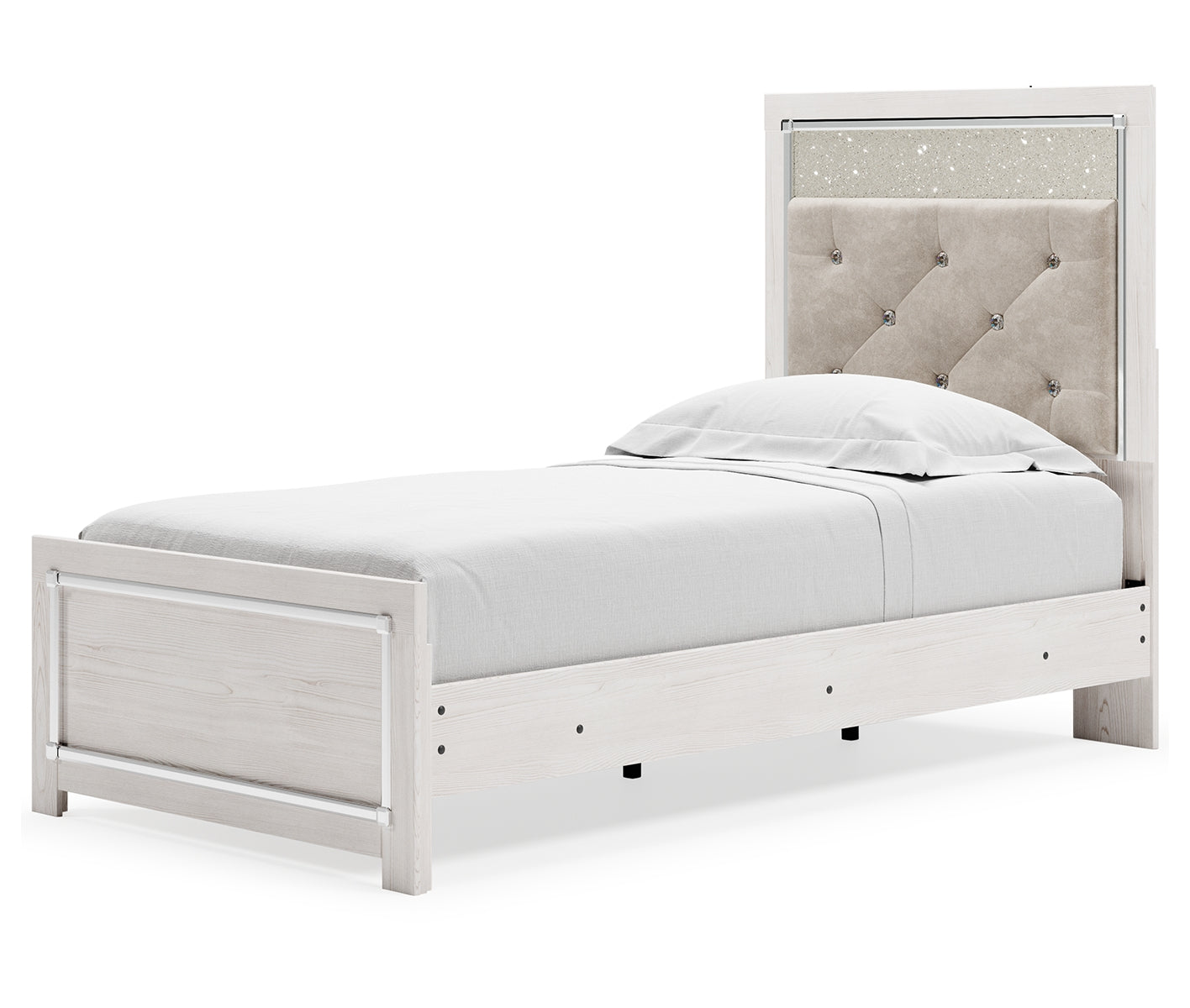 Altyra Queen Panel Bed with Storage with Mirrored Dresser, Chest and 2 Nightstands