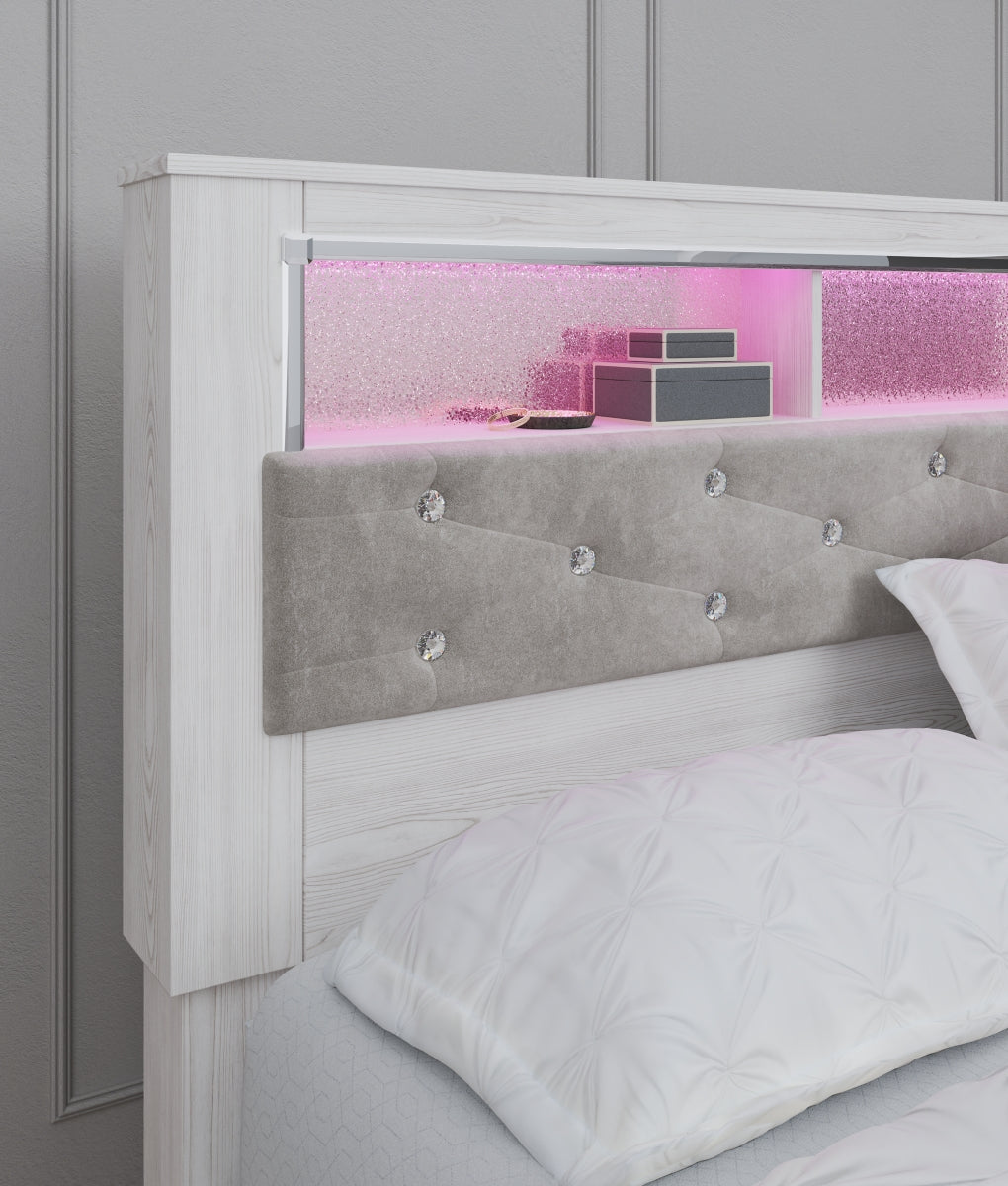 Altyra King Upholstered Panel Bookcase Headboard