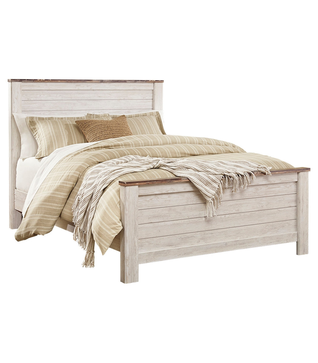 Willowton Queen Panel Bed with Mirrored Dresser, Chest and Nightstand