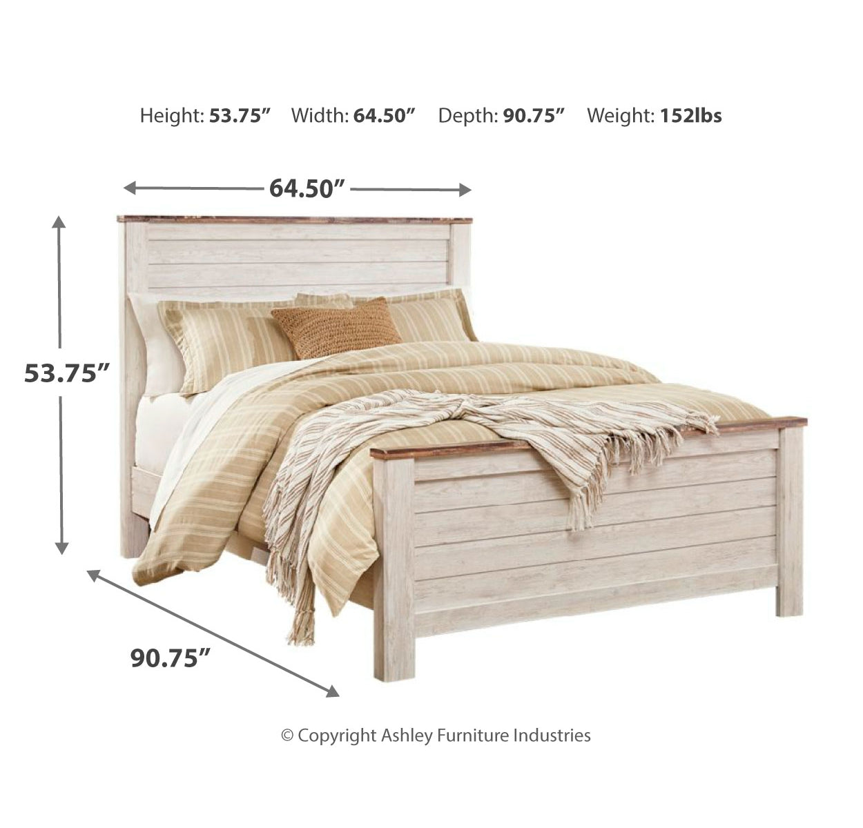 Willowton Queen Panel Bed with Mattress