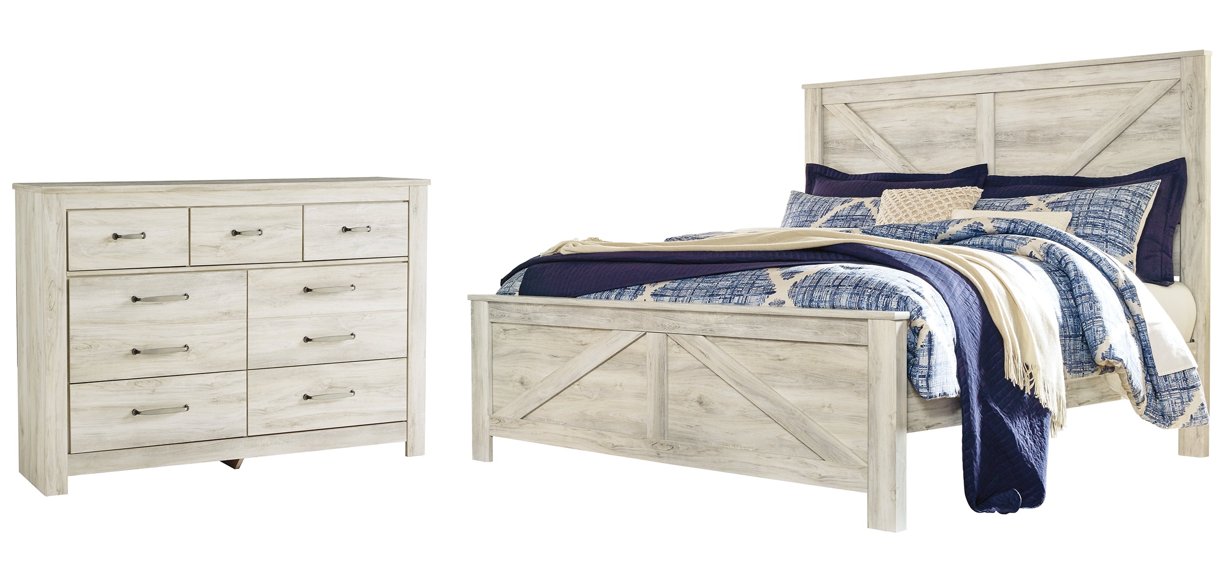 Bellaby King Crossbuck Panel Bed with Dresser