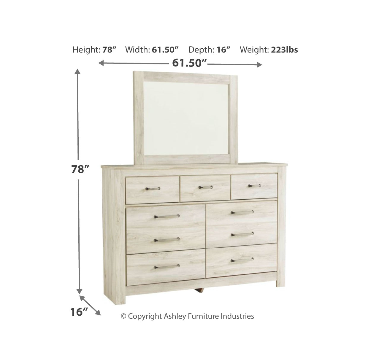 Bellaby King Platform Bed with 2 Storage Drawers with Mirrored Dresser and Nightstand