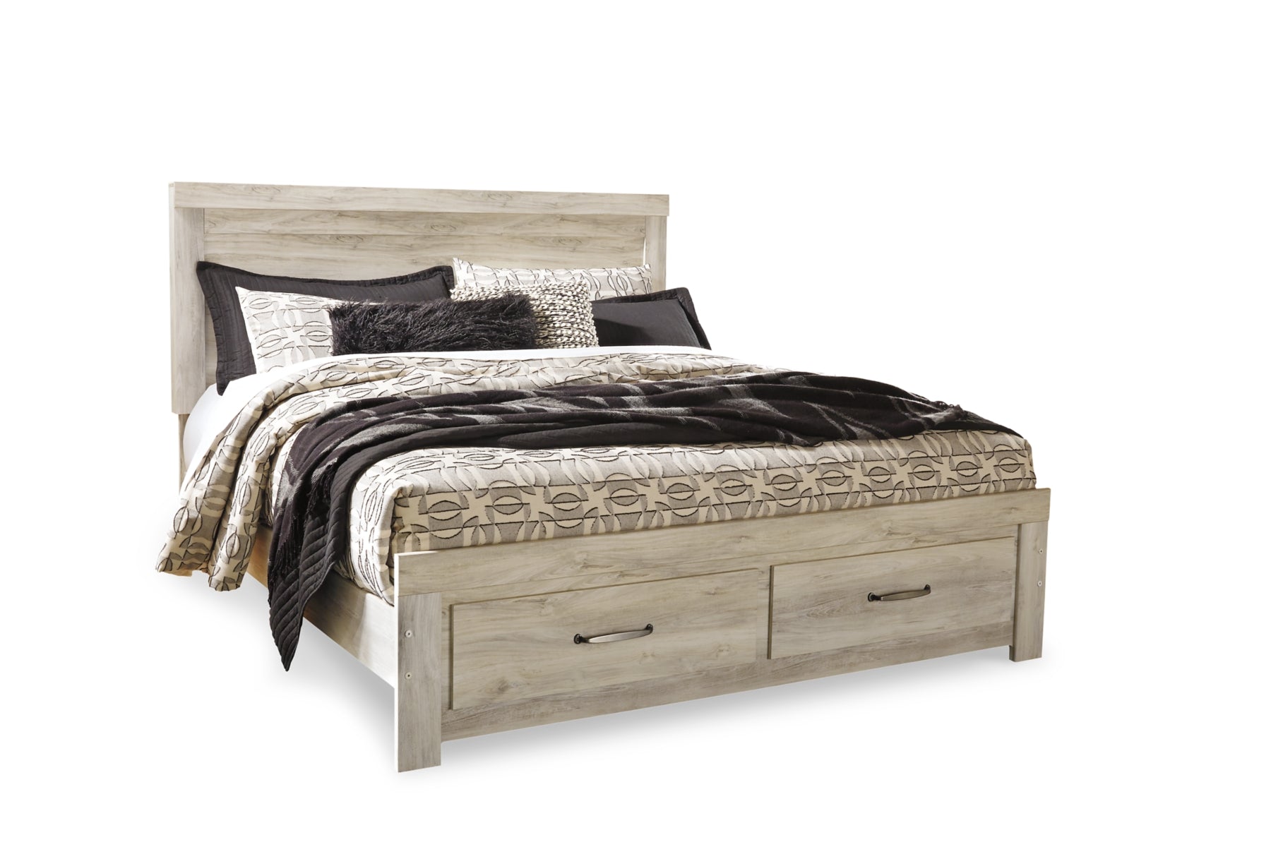 Bellaby King Platform Bed with 2 Storage Drawers with Mirrored Dresser and Chest