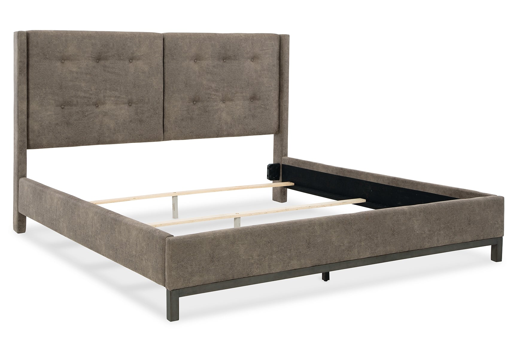 Wittland King Upholstered Panel Bed with Mirrored Dresser
