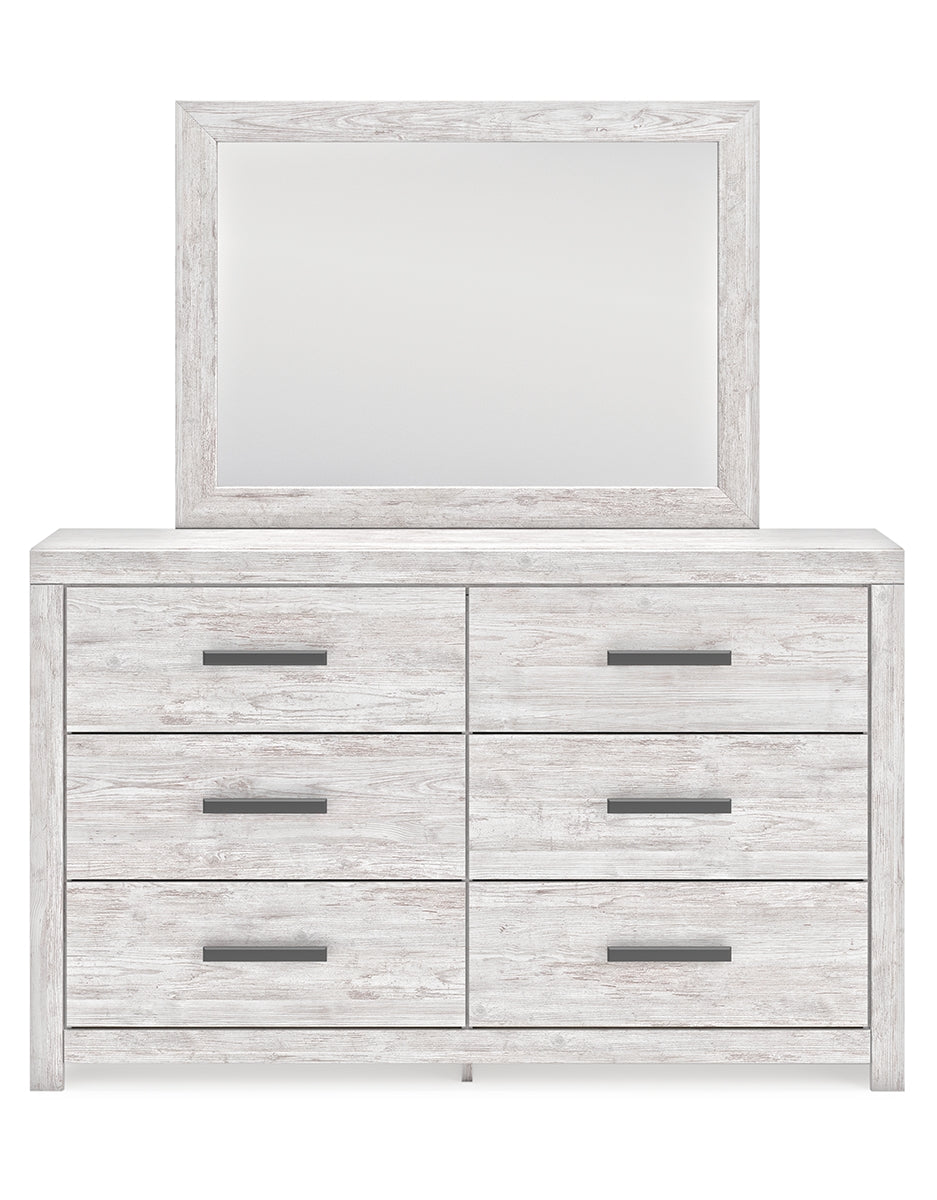 Cayboni King Panel Bed with Mirrored Dresser, Chest and 2 Nightstands