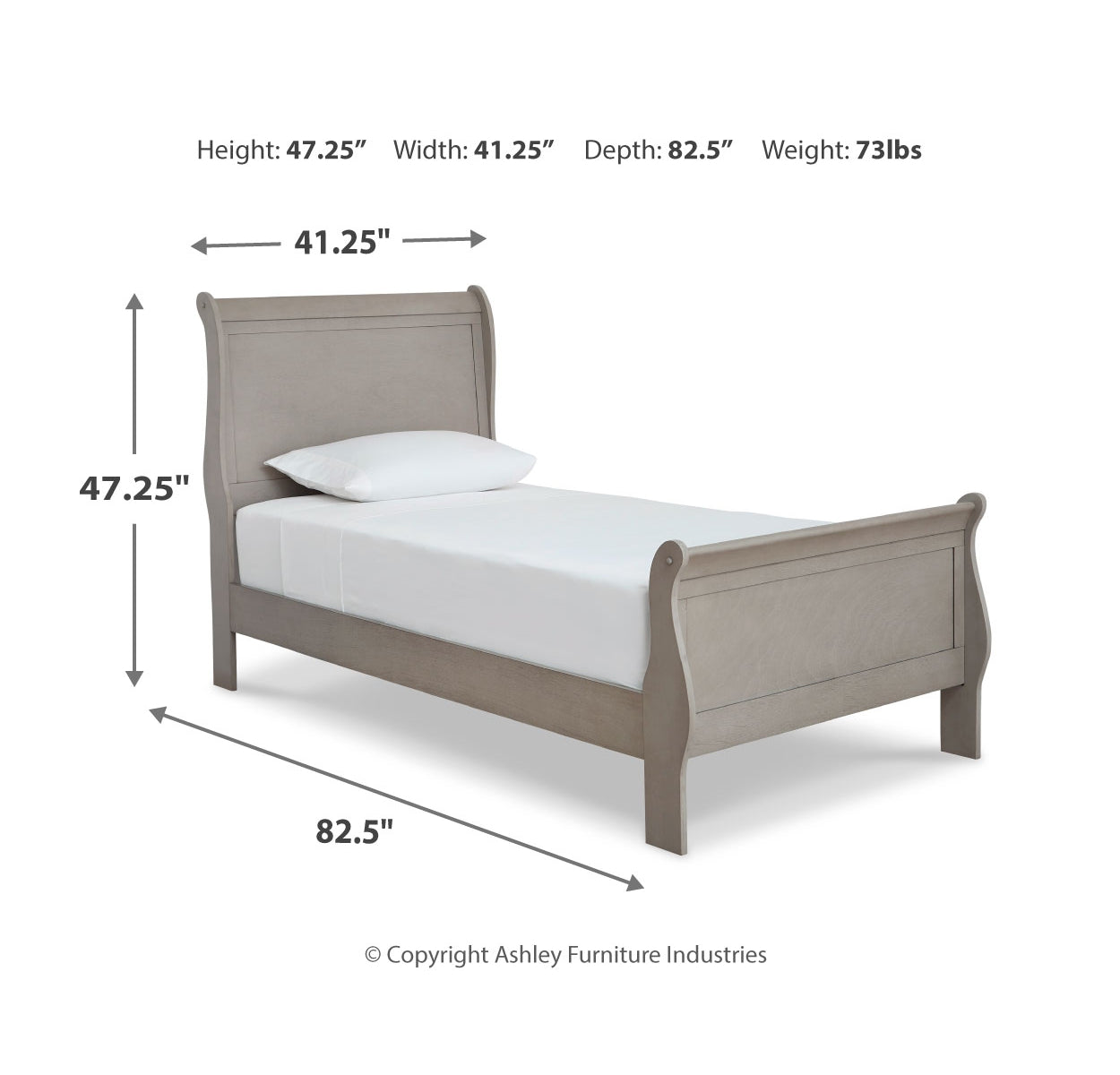 Kordasky Twin Sleigh Bed with Mirrored Dresser, Chest and Nightstand