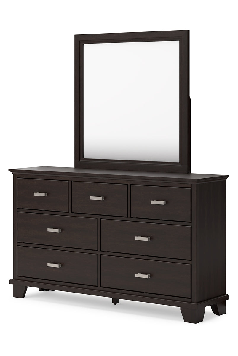 Covetown Twin Panel Bed with Mirrored Dresser and Chest