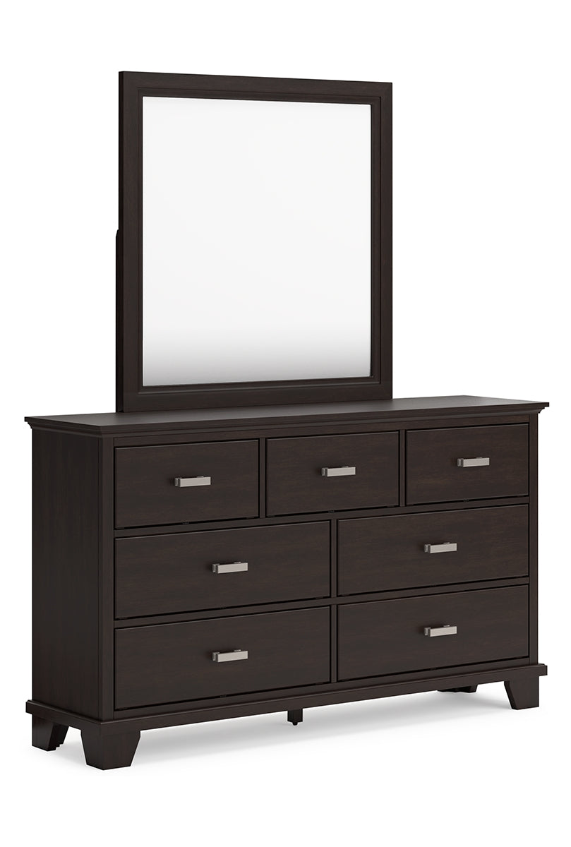 Covetown Twin Panel Bed with Mirrored Dresser and 2 Nightstands