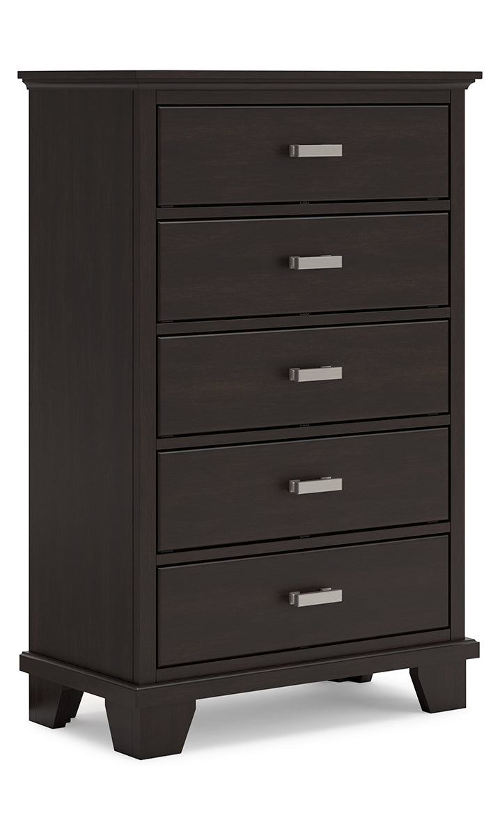 Covetown Full Panel Bed with Mirrored Dresser, Chest and Nightstand