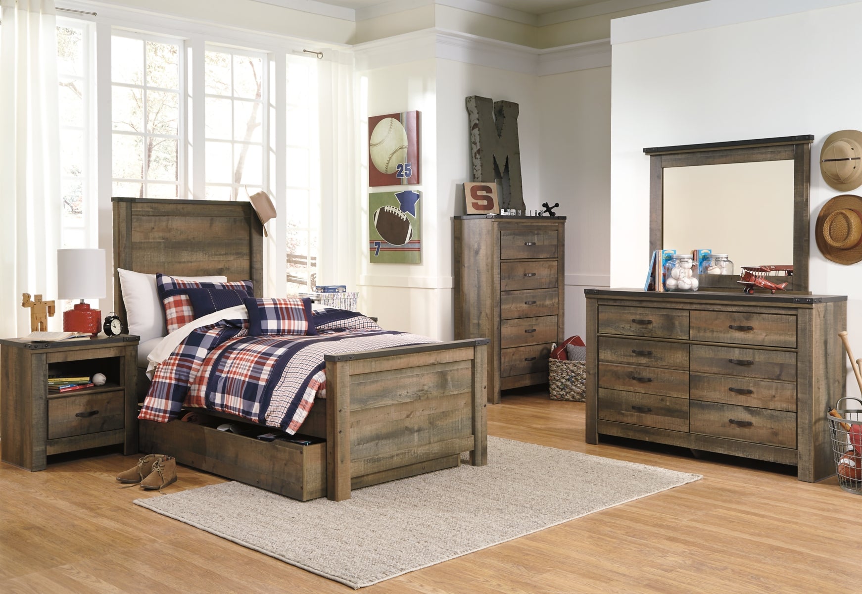 Trinell Twin Panel Bed with 1 Large Storage Drawer