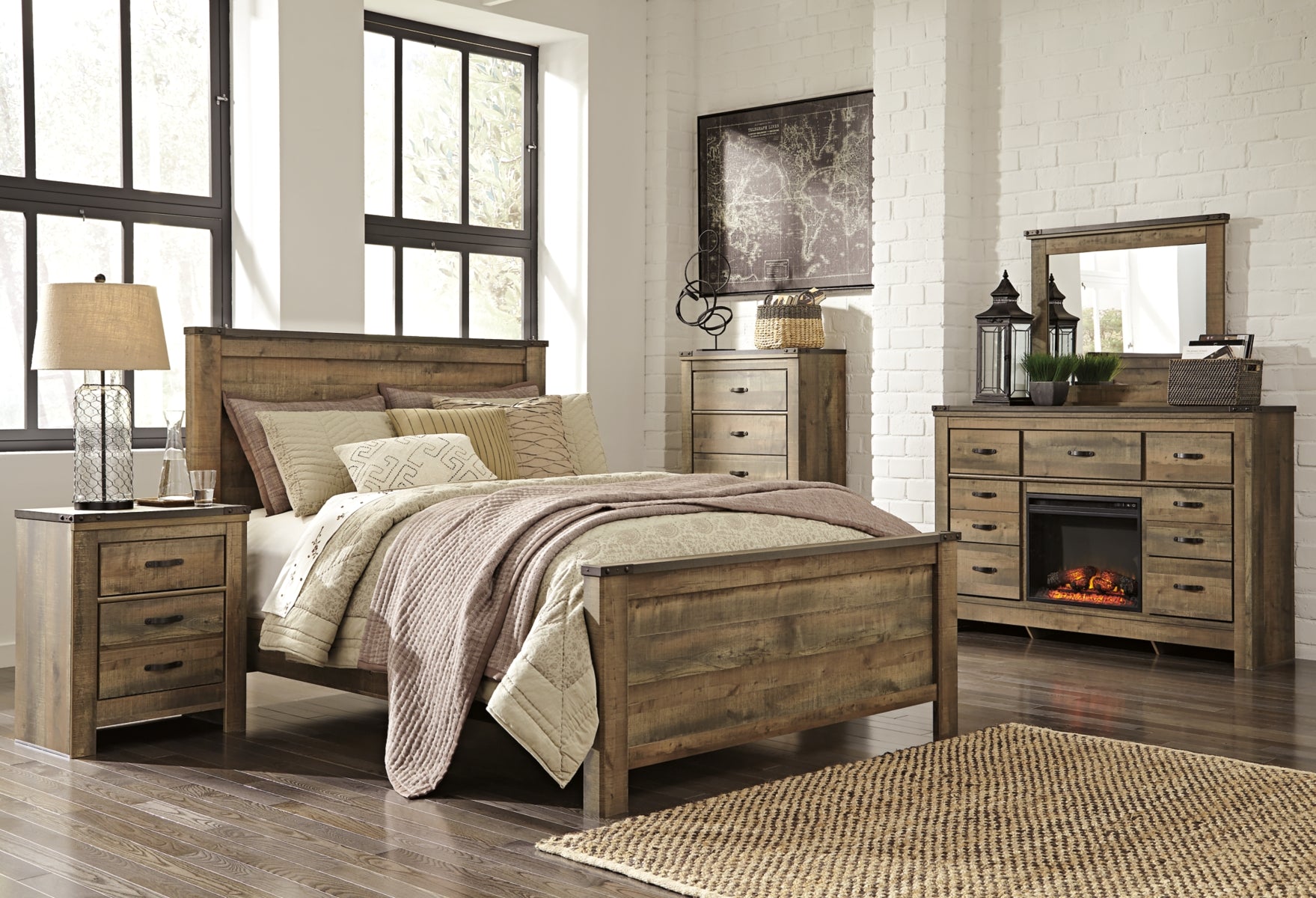 Trinell Queen Panel Bed with Dresser, Chest and 2 Nightstands