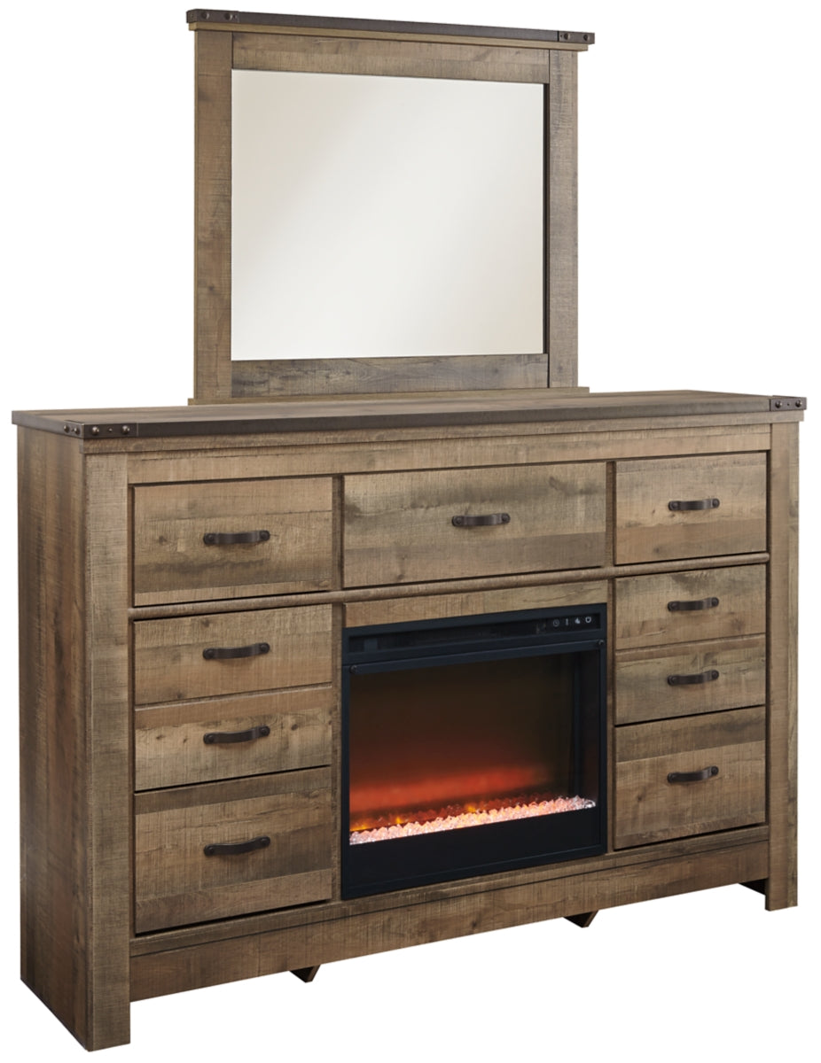 Trinell Dresser and Mirror with Fireplace