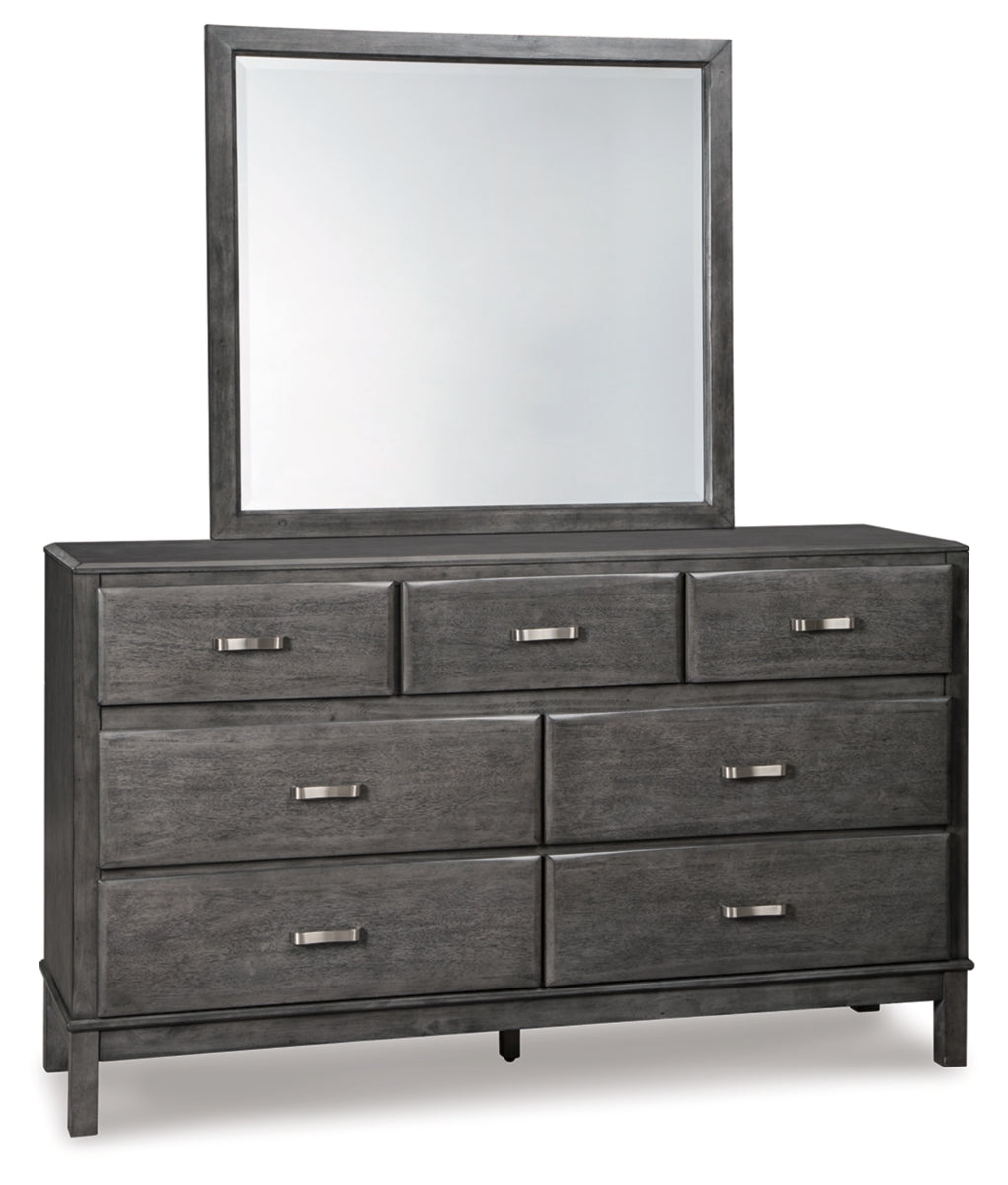 Caitbrook Full Storage Bed with 7 Storage Drawers with Mirrored Dresser and 2 Nightstands