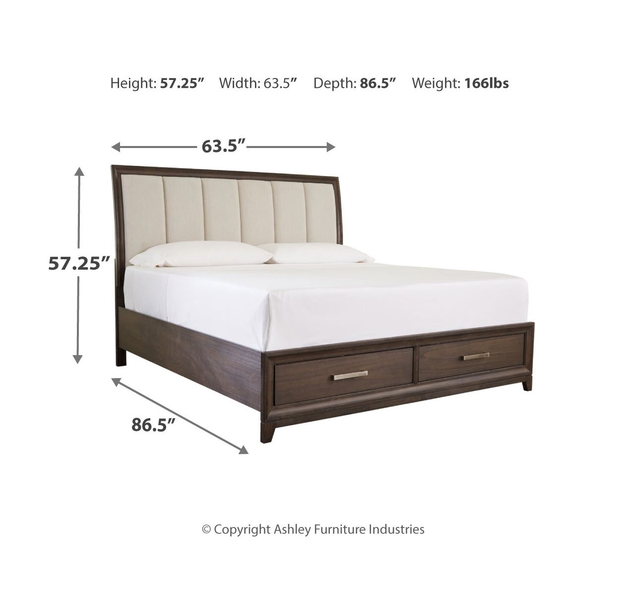 Brueban Queen Panel Bed with 2 Storage Drawers with Mirrored Dresser, Chest and 2 Nightstands