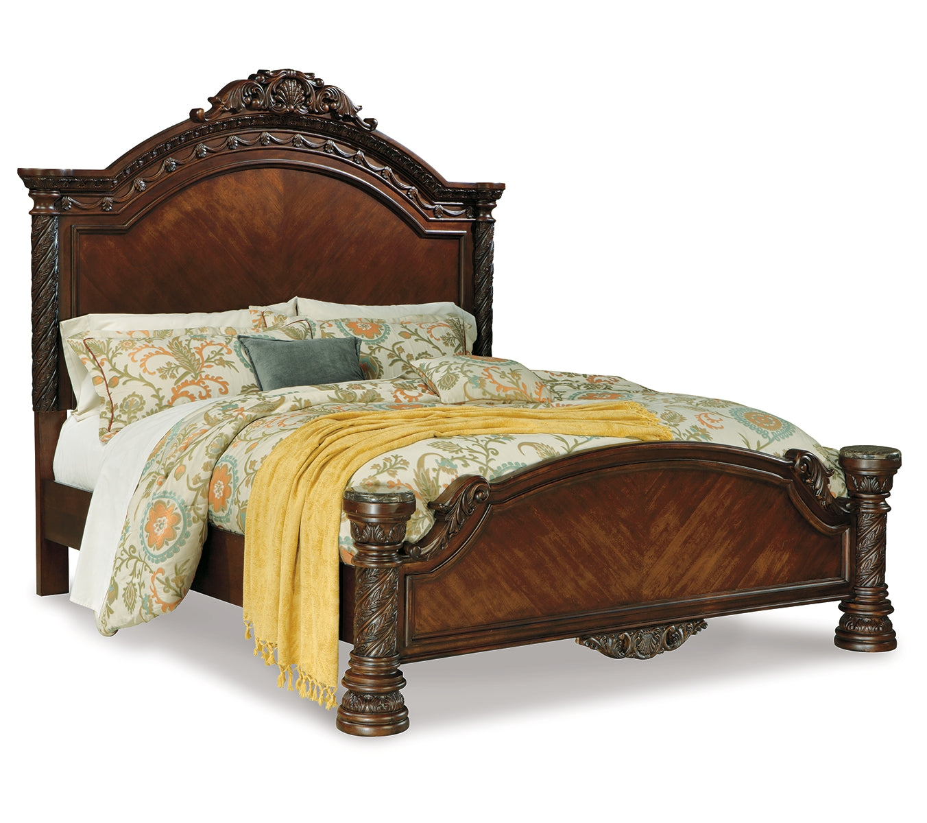 North Shore King Panel Bed with Mirrored Dresser and 2 Nightstands