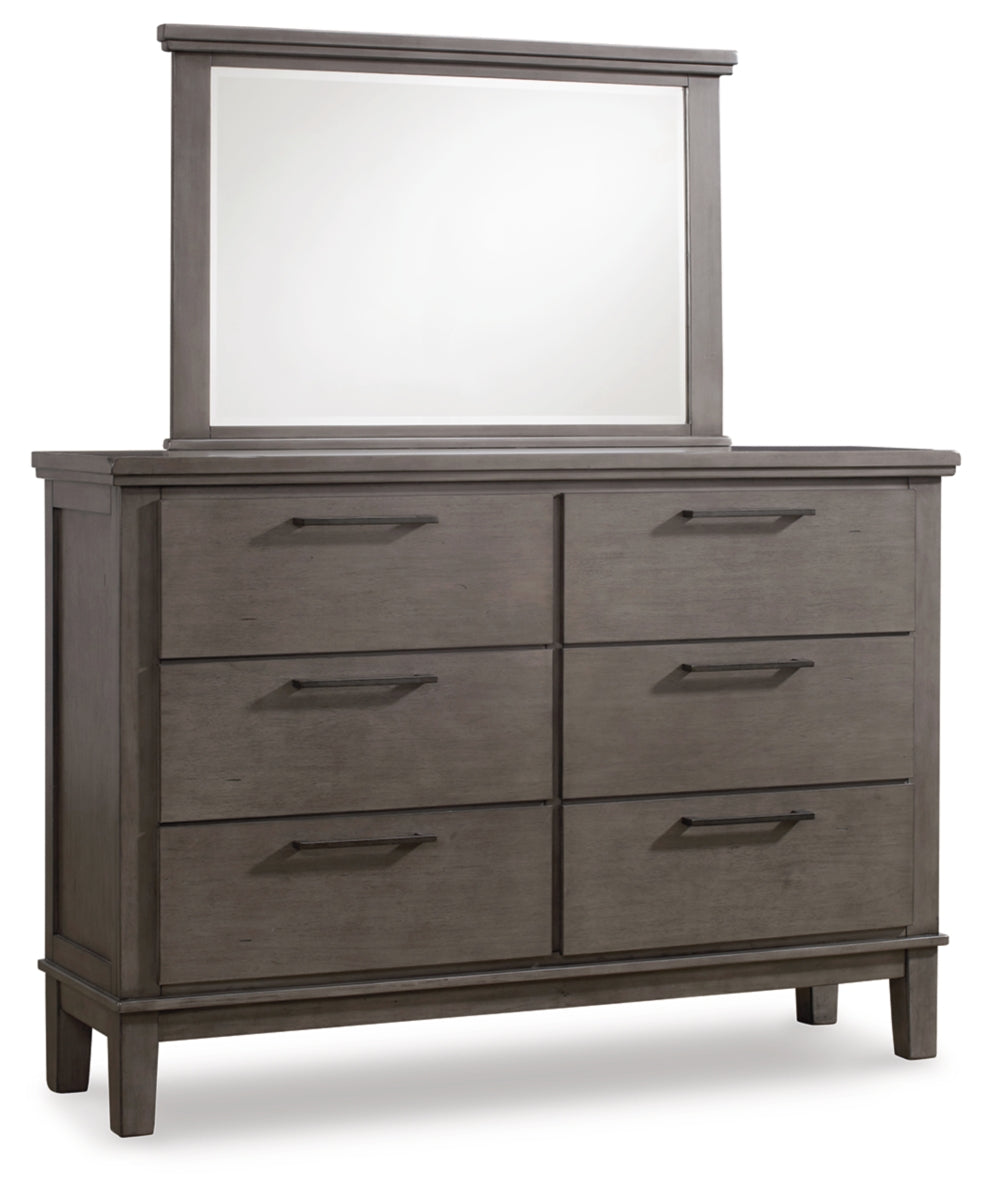 Hallanden King Panel Bed with Storage with Mirrored Dresser, Chest and 2 Nightstands