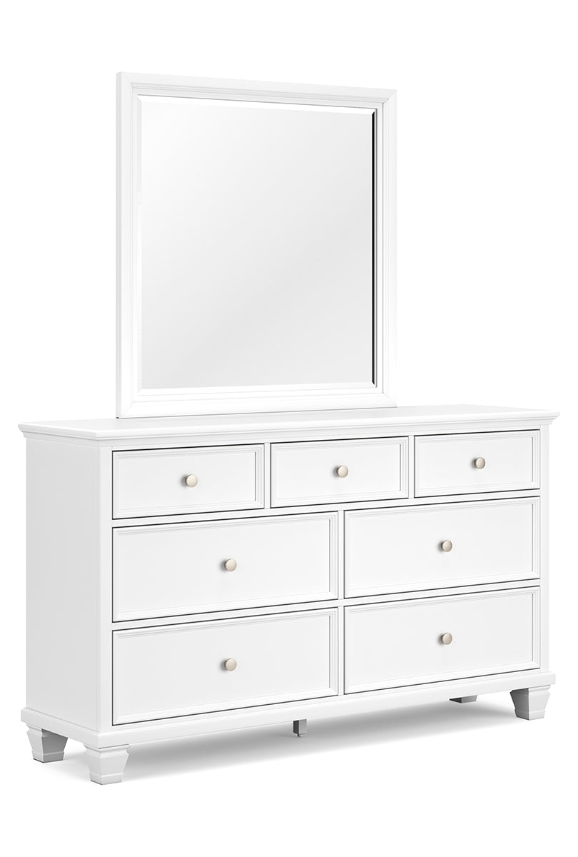 Fortman King Panel Bed with Mirrored Dresser and Chest