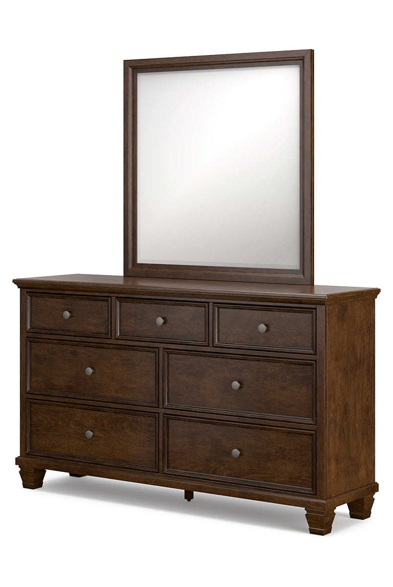 Danabrin Full Panel Bed with Mirrored Dresser, Chest and Nightstand