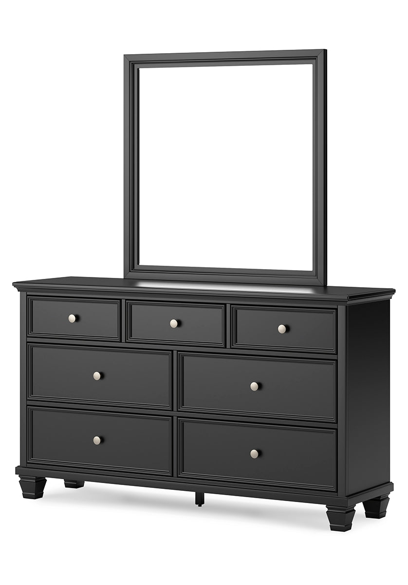 Lanolee Twin Panel Bed with Mirrored Dresser, Chest and Nightstand
