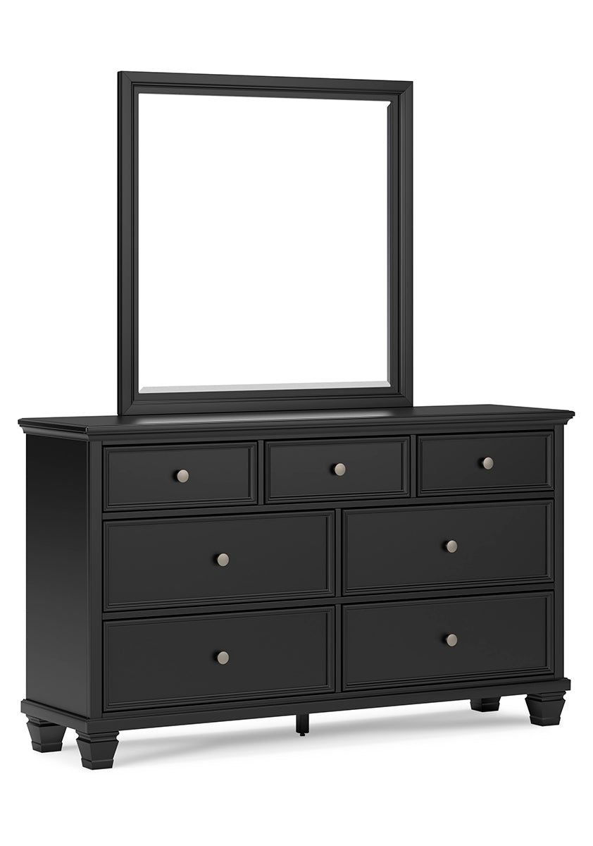 Lanolee Twin Panel Bed with Mirrored Dresser and Chest