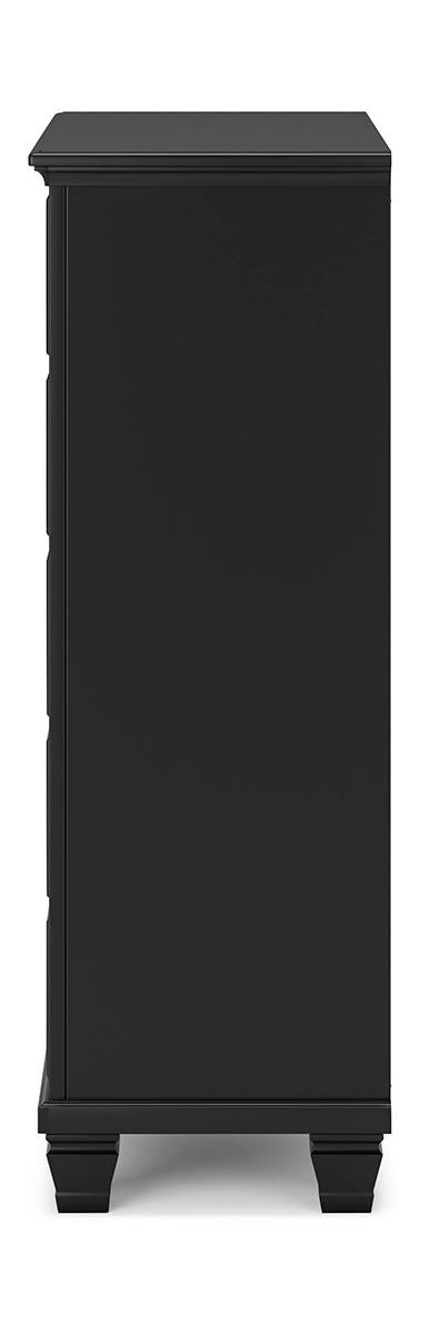 Lanolee Twin Panel Bed with Mirrored Dresser and Chest