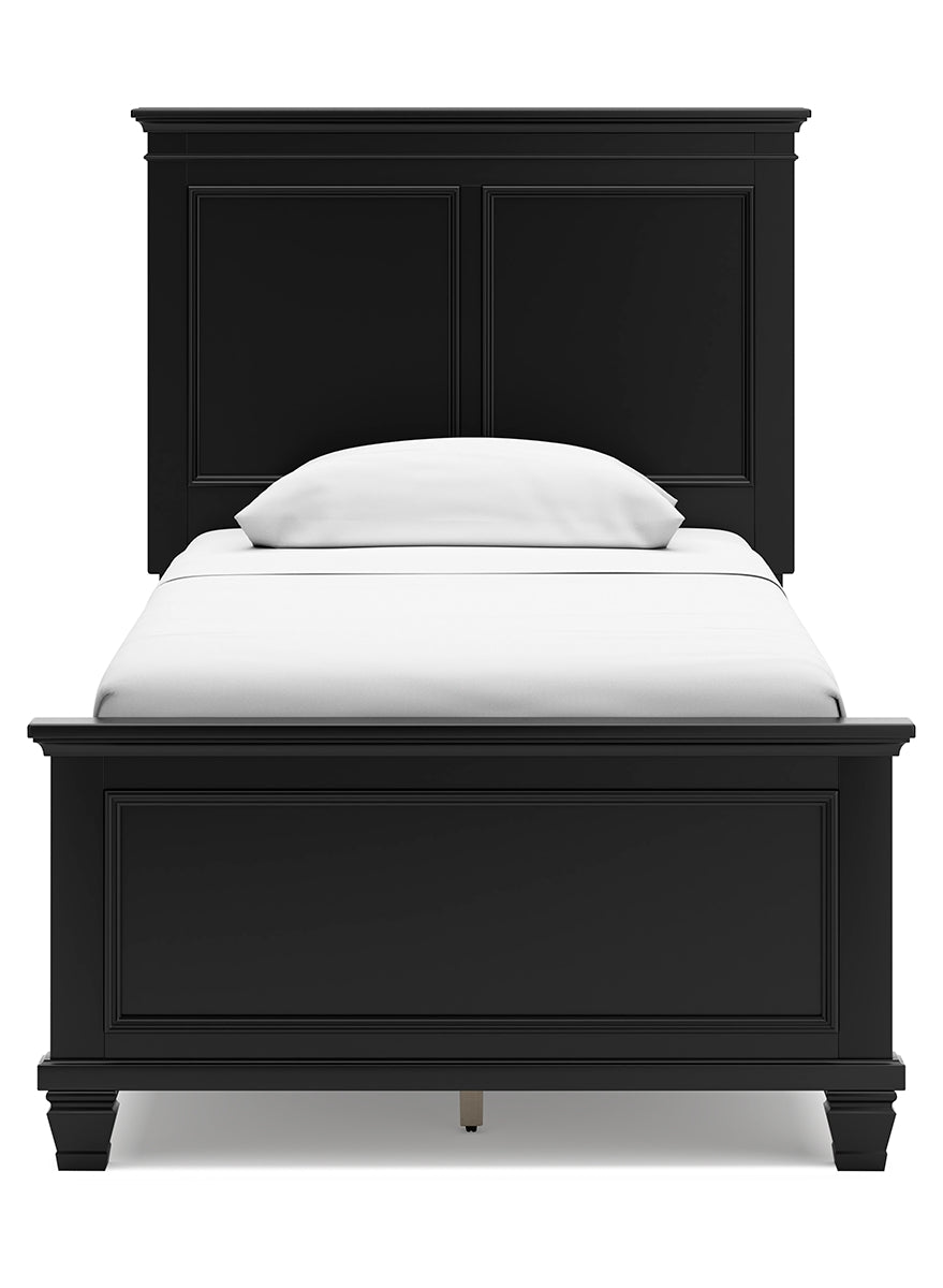 Lanolee Twin Panel Bed with Mirrored Dresser and Nightstand