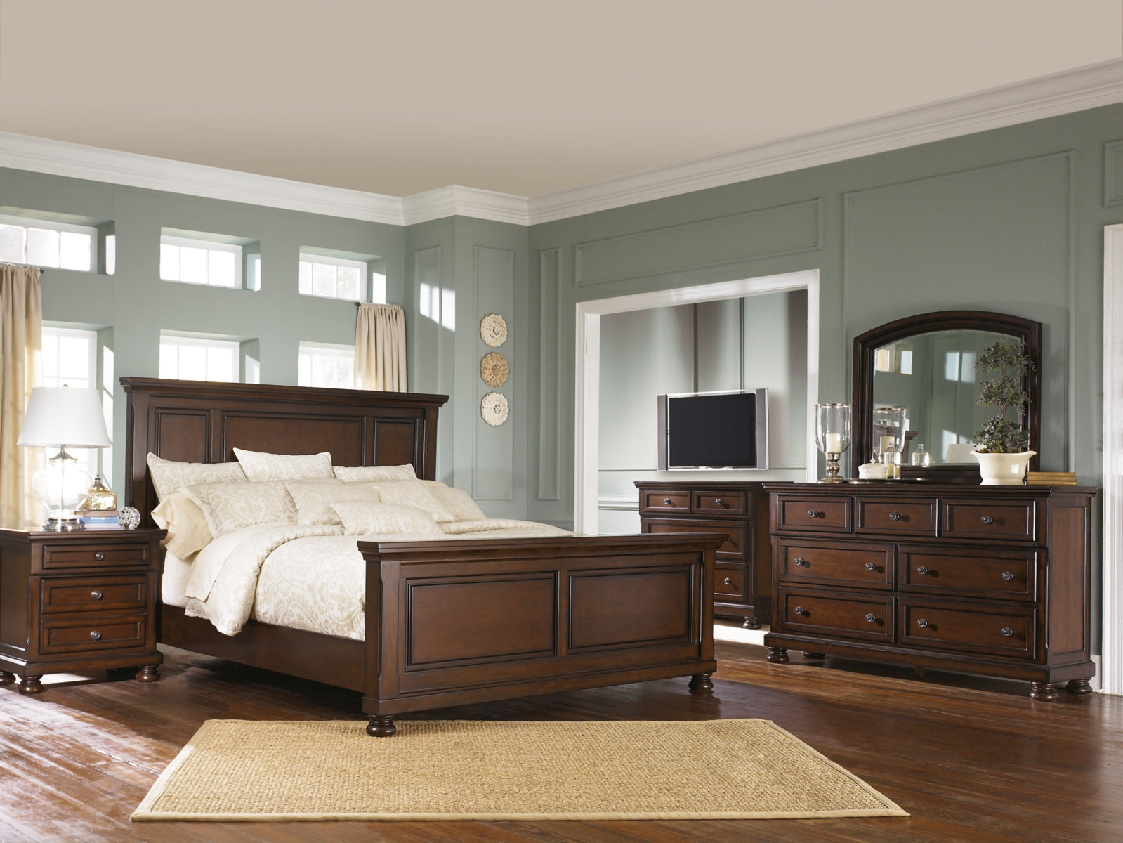 Porter King Panel Bed with Mirrored Dresser