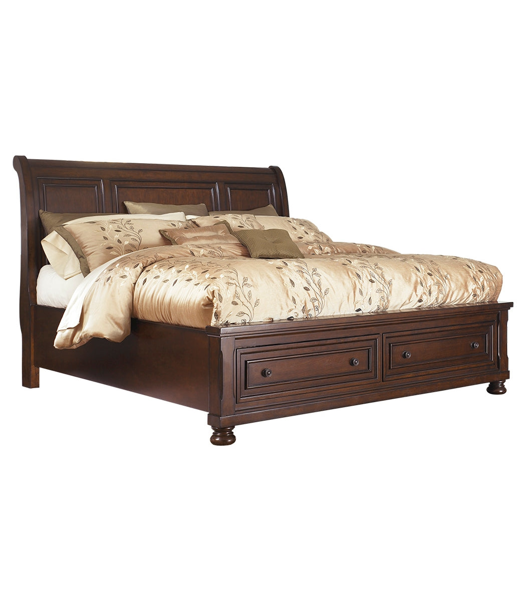 Porter Queen Sleigh Bed with Mirrored Dresser and 2 Nightstands