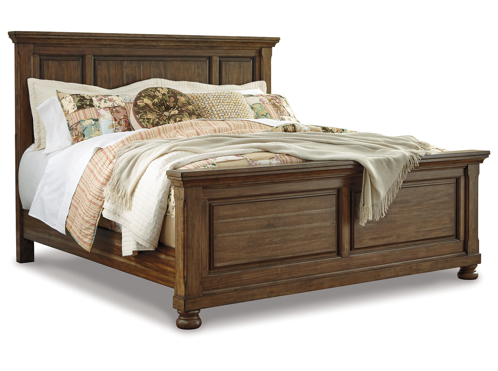 Flynnter King Panel Bed with Mirrored Dresser and 2 Nightstands