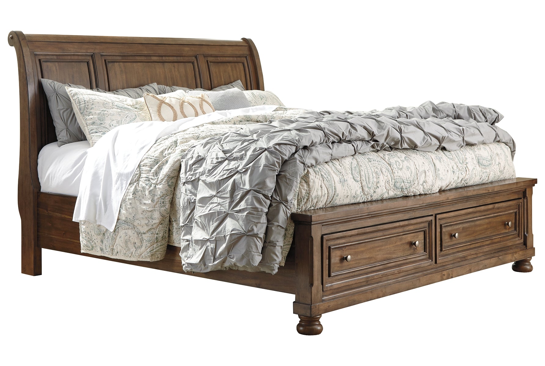 Flynnter King Sleigh Bed with 2 Storage Drawers