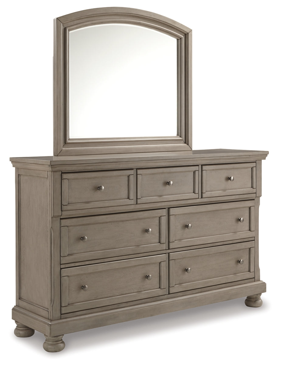 Lettner Queen Panel Bed with Mirrored Dresser