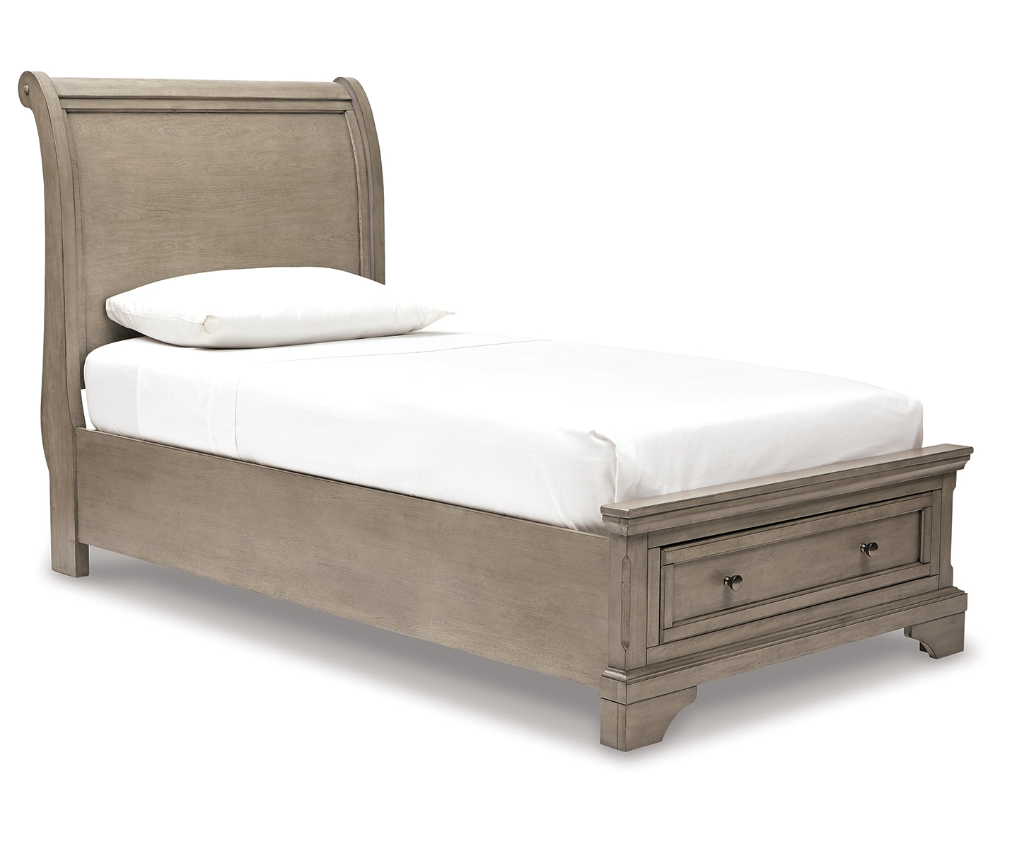 Lettner Twin Sleigh Bed with Mirrored Dresser, Chest and 2 Nightstands